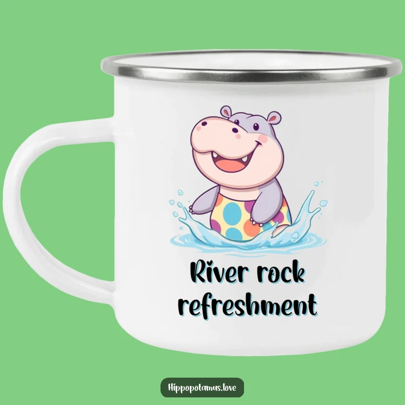 Funny Hippo Splash Camping Mug: Outdoor Fun, a durable and funny gift for adventurers.