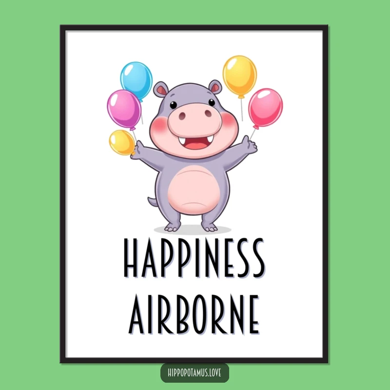 Funny Hippo Juggling Digital Art: Cheerful Download for Playful Spaces