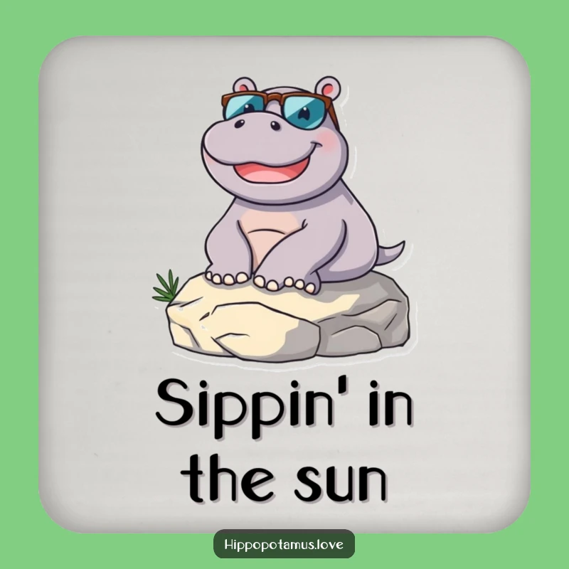 Funny Hippo Lounging Coaster: Protect Surfaces with Humor!