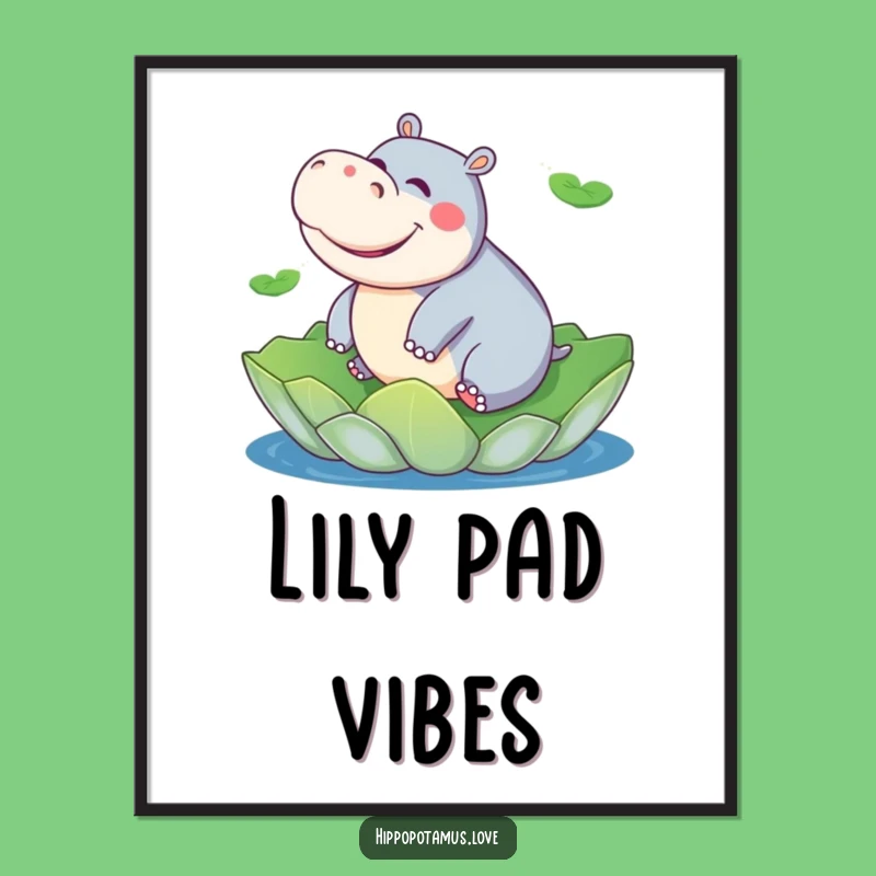 Funny Hippo River Fun Poster: Humorous Art for Cheerful Spaces