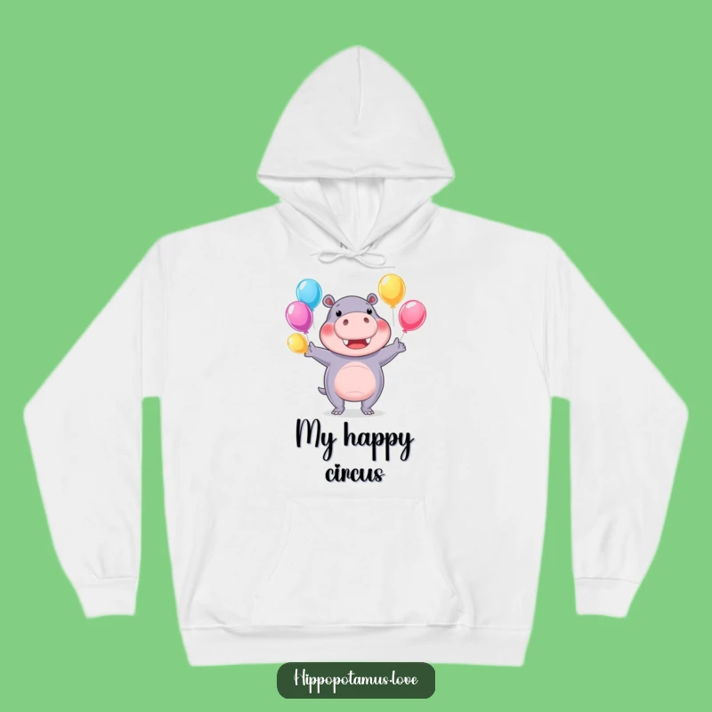 Funny Hippo Juggling Hoodie: Warm & Humorous Gift for Playful Souls