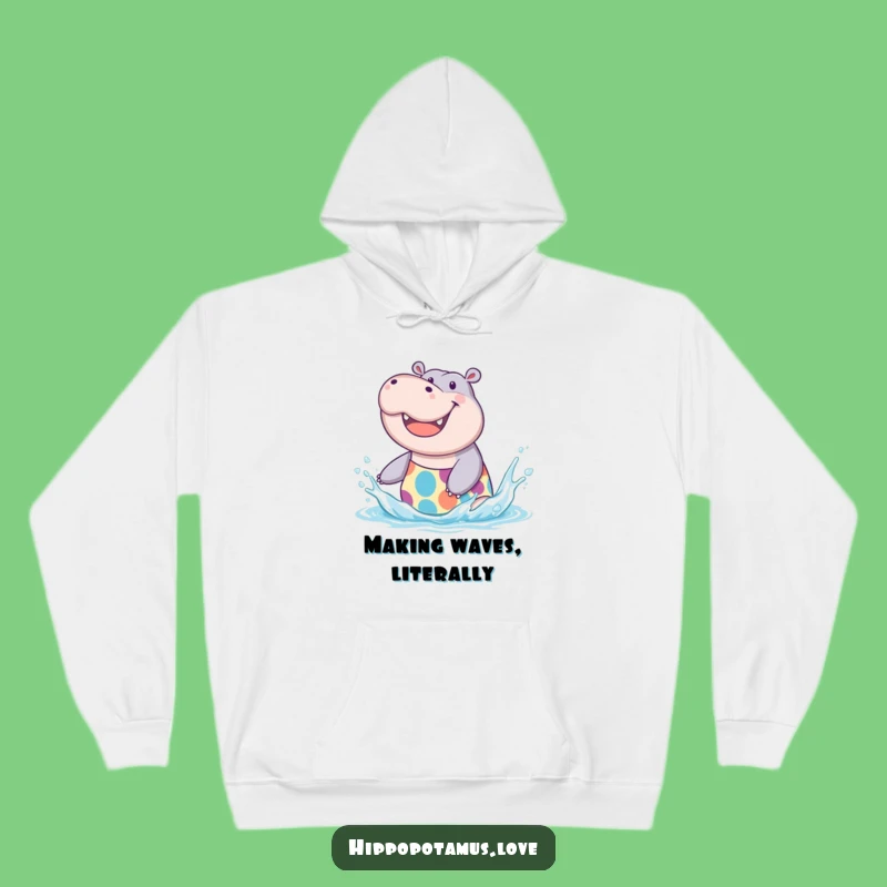 Funny Hippo Splash Hoodie: Cozy and Playful, a perfect funny gift for laid-back fun.