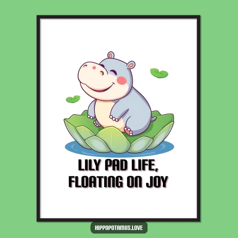 Free Printable Funny Hippo Lily Pad Wall Art - Whimsical Downloadable Decor for Fun Spaces