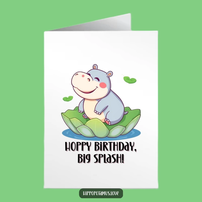 Free Printable Funny Hippo Birthday Card - Giggle-Worthy Downloadable Gift on a Lily Pad