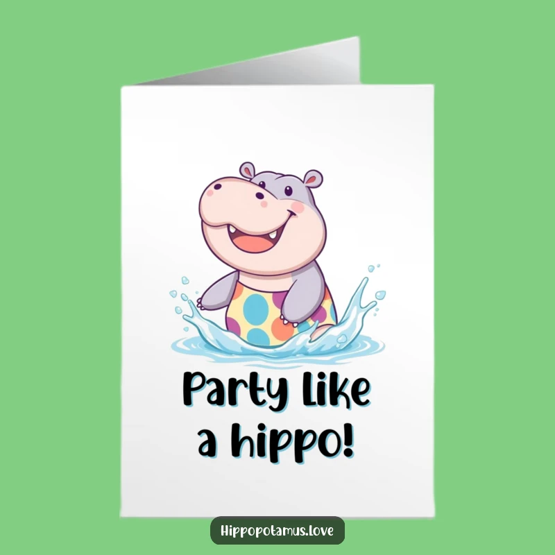 Free Printable Hippo Birthday Card: Splashy Fun Downloadable Gift for a Joyful Celebration