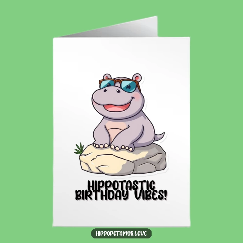 Free Printable Birthday Card: Hilarious Hippo Chill Vibes - Funny Downloadable Gift
