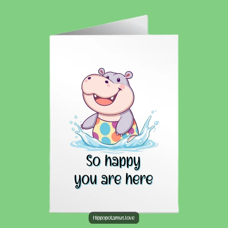 Free Printable Hippo Thank You Card: Splashy Gratitude Downloadable Gift for Friends