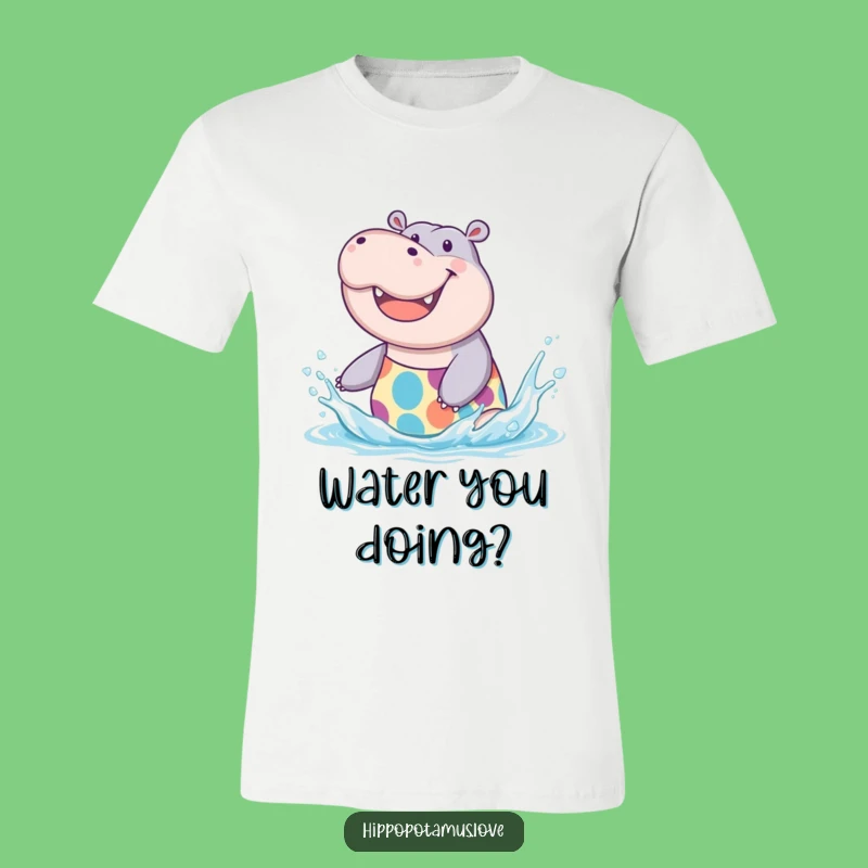 Funny Hippo Splash T-Shirt: Joyful Hippo, a perfect funny gift for water enthusiasts.